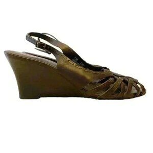 Timberland Wedge Sandals Brown Strappy Woven Leather Fisherman Slingbacks 7.5